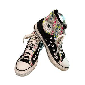Converse Chuck Taylor Multi Color Splatter Black High Tops Women's‎ Size 8